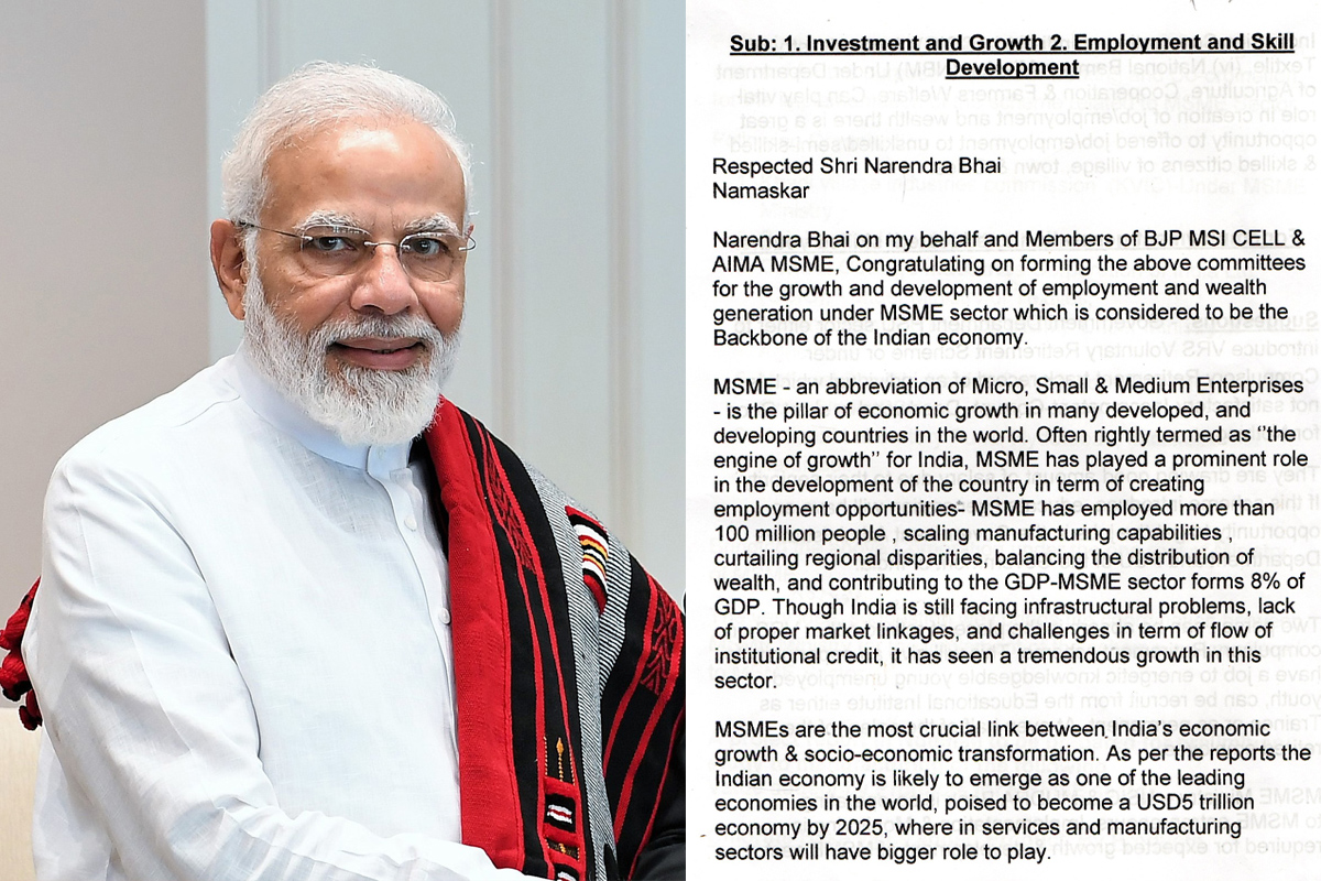Letter to Shri Narendra Modiji Hon. PM – on Investment and Growth and Employment and Skill Development