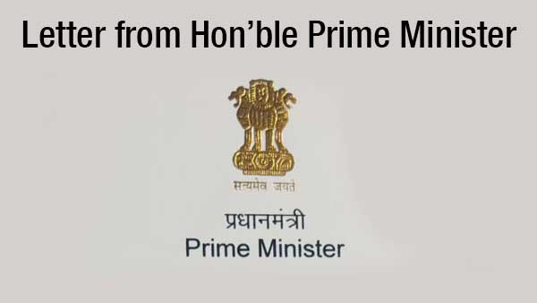 Letter from Hon’ble Prime Minister of India Shri.Narendra Bhai Modi